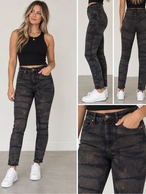 Neuw Marilyn Skinny Jeans in a stoned dark tie-dye pattern